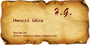 Henczi Géza névjegykártya